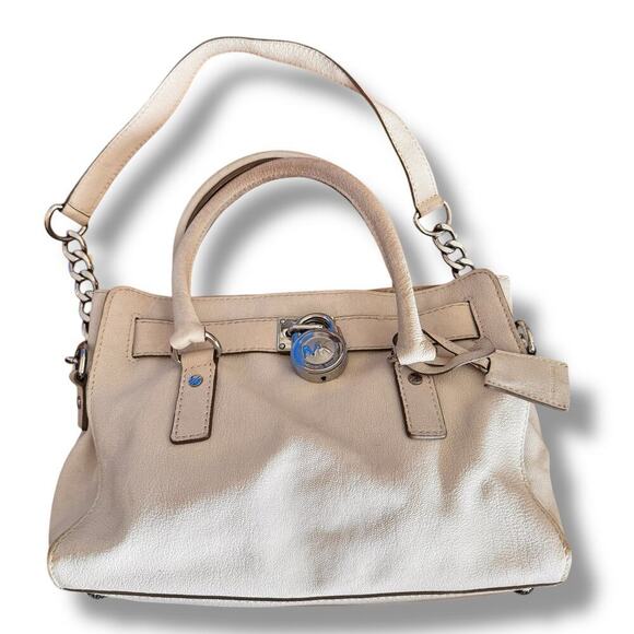 Michael Kors Hamilton Purse bag Cream vanilla ivory pebbles leather - Picture 1 of 10